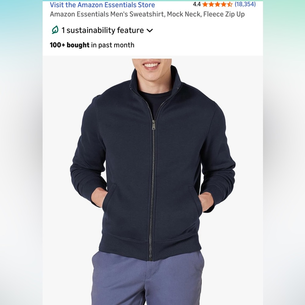 Amazon Essentials Men's Dark Blue Fleece Jacket